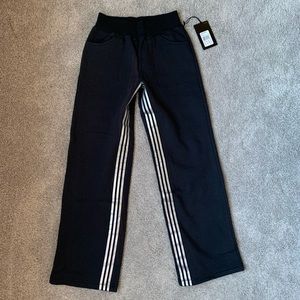 Y-3 Straight Leg Sweatpants with Silver and Black Stripe Detail NWT XS